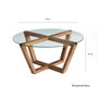 Hanah Home Mesa de Centro Lotus con Cristal Templado y Madera